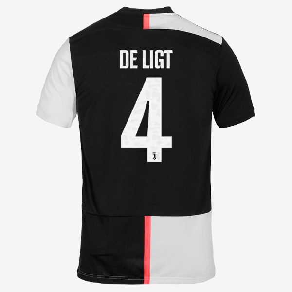 Trikot Juventus NO.4 De Ligt Heim 2019-20 Weiß Schwarz Fussballtrikots Günstig